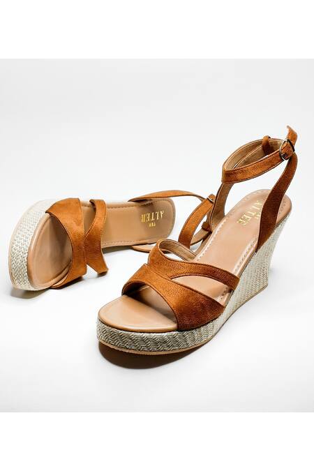 The Alter Brown Emily Cut-out Strap Wedges Online at Aza Fashions The Alter_Brown Emily Cut-out Strap Wedges _Online_at_Aza_Fashions