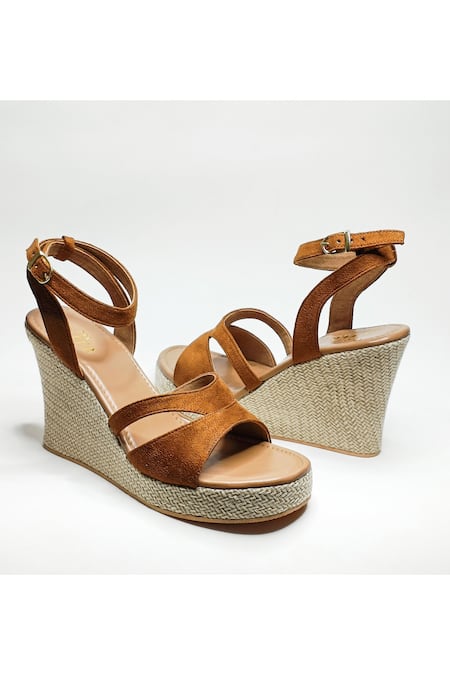 Buy The Alter Brown Emily Cut-out Strap Wedges Online at Aza Fashions Buy_The Alter_Brown Emily Cut-out Strap Wedges _Online_at_Aza_Fashions