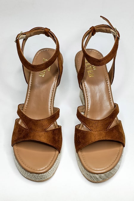 The Alter Brown Emily Cut-out Strap Wedges at Aza Fashions The Alter_Brown Emily Cut-out Strap Wedges _at_Aza_Fashions