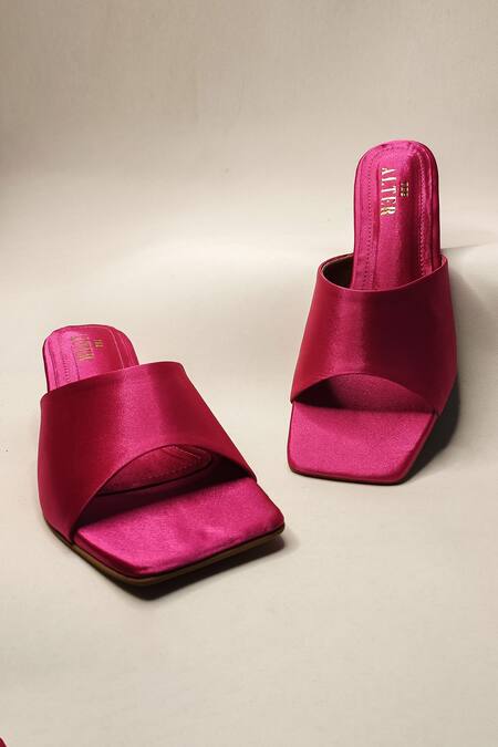 The Alter Pink Satin T-shaped Block Heels Online at Aza Fashions The Alter_Pink Satin T-shaped Block Heels _Online_at_Aza_Fashions