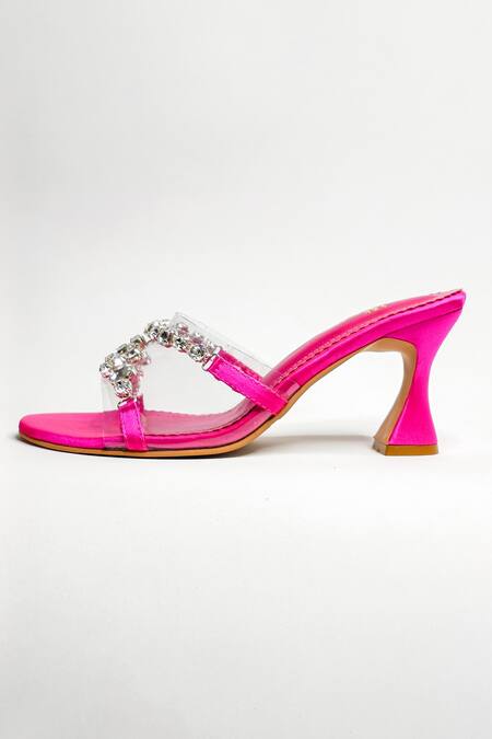 The Alter Fuchsia Embellished Zenzy Satin Hourglass Heels Online at Aza Fashions The Alter_Fuchsia Embellished Zenzy Satin Hourglass Heels_Online_at_Aza_Fashions