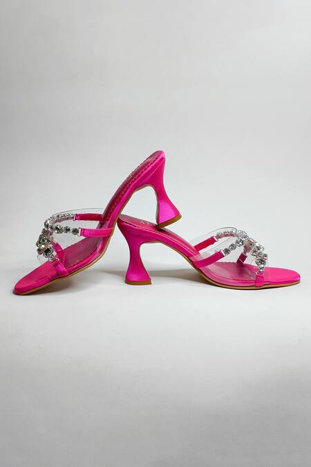Shop The Alter Fuchsia Embellished Zenzy Satin Hourglass Heels Online at Aza Fashions Shop_The Alter_Fuchsia Embellished Zenzy Satin Hourglass Heels_Online_at_Aza_Fashions
