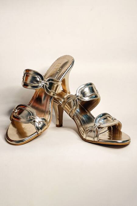 Shop_The Alter_Gold Regina Metallic Ring Stiletto Heels_Online_at_Aza_Fashions