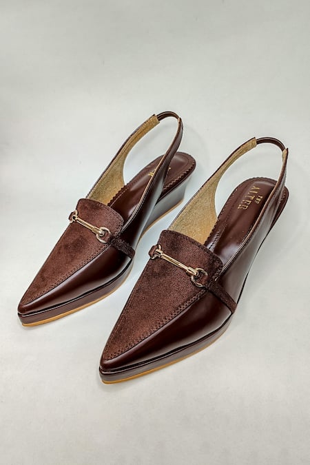 Buy The Alter Brown Buckles Audrey Slingback Wedges at Aza Fashions Buy_The Alter_Brown Buckles Audrey Slingback Wedges _at_Aza_Fashions