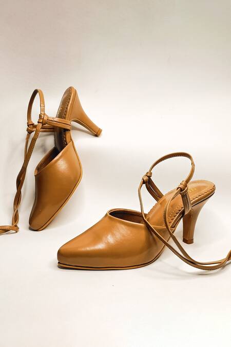 Shop The Alter Brown Pointed Tie Up Stilettoe Heels Online at Aza Fashions Shop_The Alter_Brown Pointed Tie Up Stilettoe Heels _Online_at_Aza_Fashions