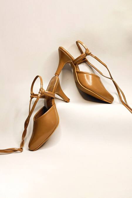 The Alter Brown Pointed Tie Up Stilettoe Heels at Aza Fashions The Alter_Brown Pointed Tie Up Stilettoe Heels _at_Aza_Fashions
