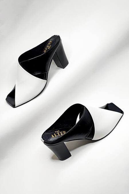 Buy The Alter Black Donna Color Block Mules Online at Aza Fashions Buy_The Alter_Black Donna Color Block Mules _Online_at_Aza_Fashions