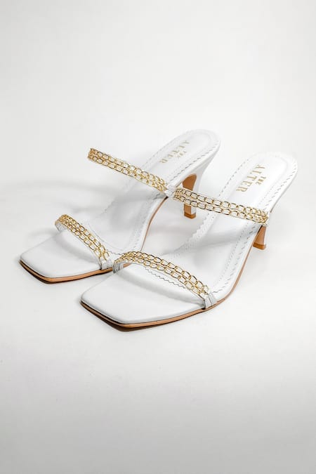 Shop The Alter White Chain Strap Stiletto Heels at Aza Fashions Shop_The Alter_White Chain Strap Stiletto Heels _at_Aza_Fashions