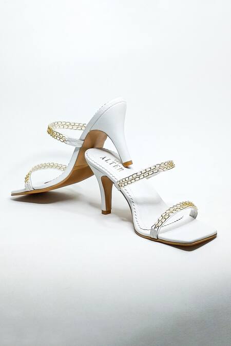 The Alter White Chain Strap Stiletto Heels Online at Aza Fashions The Alter_White Chain Strap Stiletto Heels _Online_at_Aza_Fashions