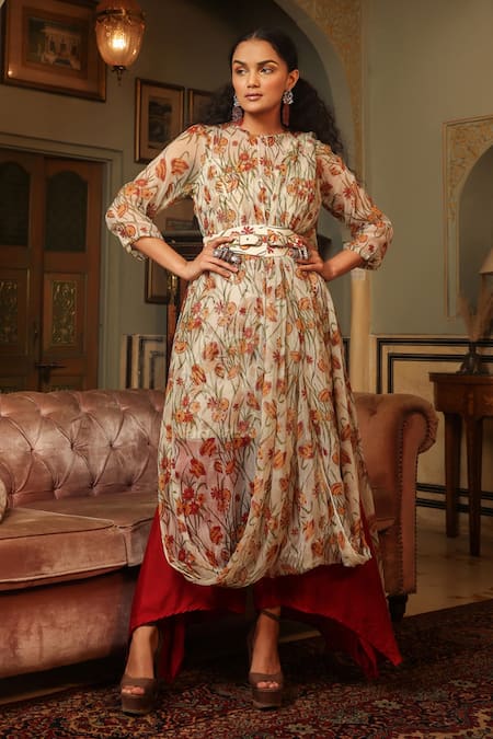 Pallavi Jaipur Floral Print Kurta & Pant Set 