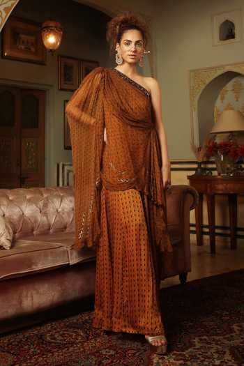 Buy Pallavi Jaipur Yellow Jumpsuit Silk Satin And Toga Chiffon Geometric Print, Sequin & With Online at Aza Fashions Buy_Pallavi Jaipur_Yellow Jumpsuit Silk Satin And Toga Chiffon Geometric Print, Sequin & With_Online_at_Aza_Fashions