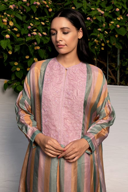 Buy Ayaka Purple 100% Silk Organza, Viscose Tabby Hand Embroidered Striped Long Tunic Online at Aza Fashions Buy_Ayaka_Purple 100% Silk Organza, Viscose Tabby Hand Embroidered Striped Long Tunic _Online_at_Aza_Fashions