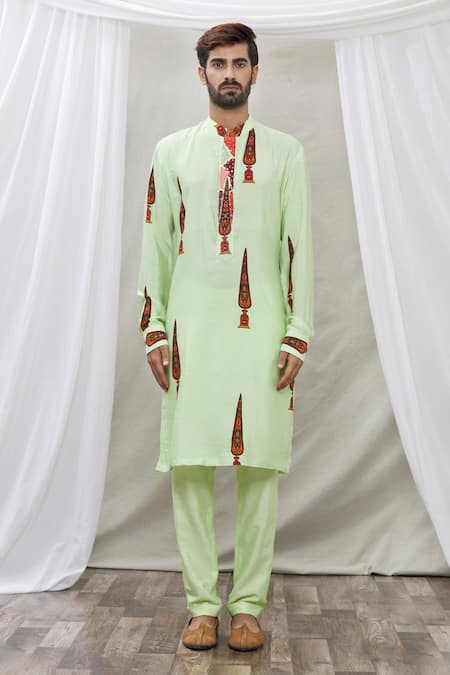 Buy Ankur J Green Cotton Silk Floral, Paisley Printed Kurta Set Online at Aza Fashions Buy_Ankur J_Green Cotton Silk Floral, Paisley Printed Kurta Set _Online_at_Aza_Fashions