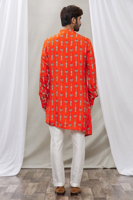 Shop Ankur J Maroon Cotton Satin Geometric Print Kurta Set at Aza Fashions Shop_Ankur J_Maroon Cotton Satin Geometric Print Kurta Set _at_Aza_Fashions