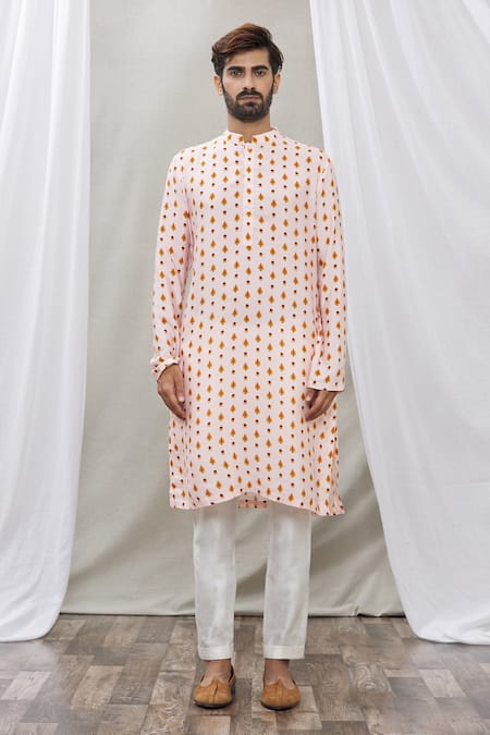 Buy_Ankur J_Pink Cotton Silk Floral Print Kurta Set _Online_at_Aza_Fashions