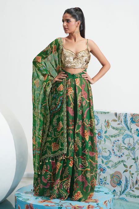 Mahima Mahajan Sahar Floral Print Draped Pant Set 