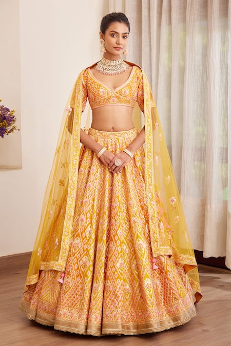 Shyam Narayan Prasad Silk Embroidered Bridal Lehenga Set 