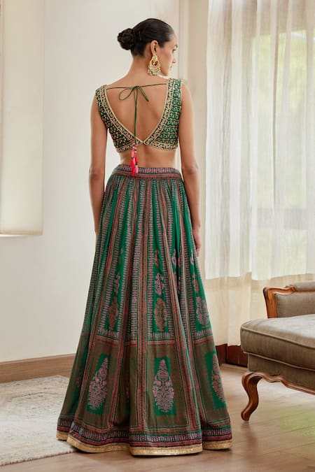 Shyam Narayan Prasad Block Print Lehenga Set 