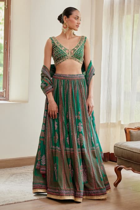 Shyam Narayan Prasad Block Print Lehenga Set 