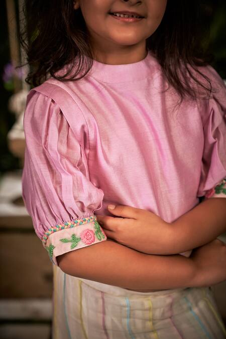 Buy_Little Luxury_Off White Chanderi Tassels Layered Lehenga With Blouse _Online_at_Aza_Fashions