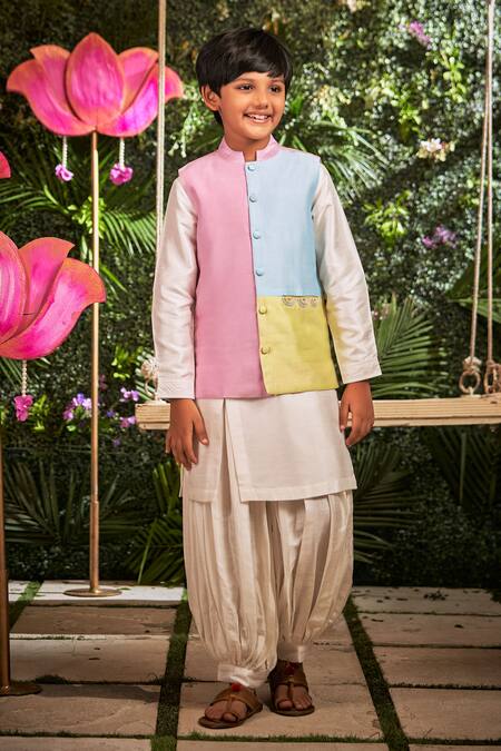 Little Luxury Colorblock Bundi & Kurta Set 