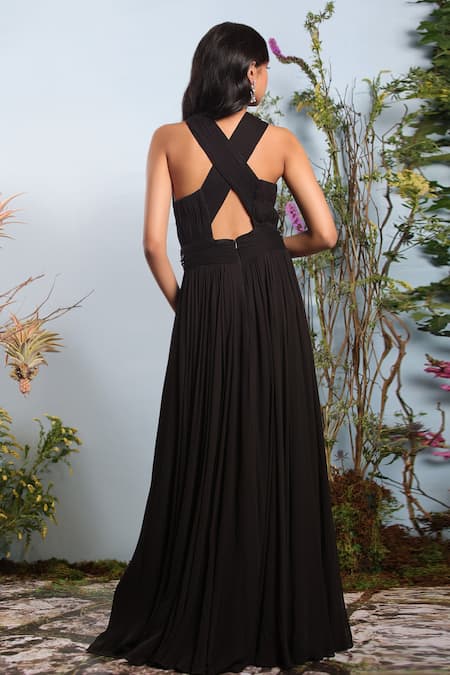Buy Radhe Fashion Women's Georgette Gown Stylish Look (Black); Size: Medium  - RDKFH_023-BLK at