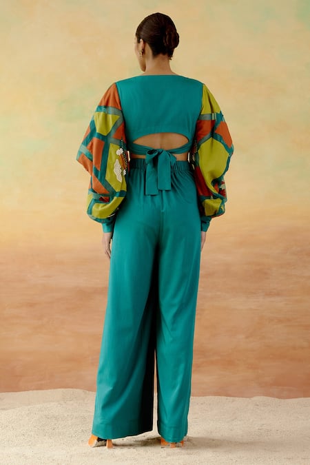 Shweta Aggarwal Statement Sleeve Top & Palazzo Set 