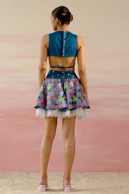 Shweta Aggarwal Crop Top With Flounce Mini Skirt 