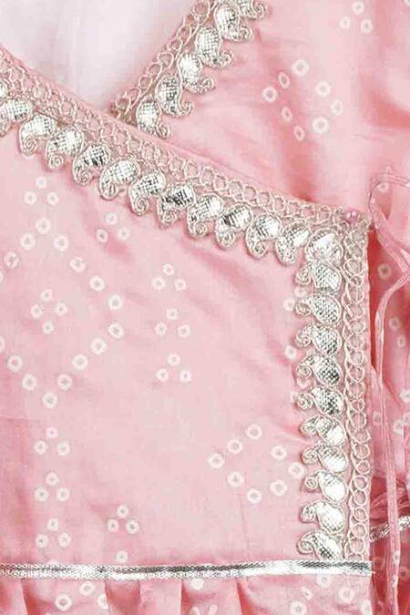 MI Dulce AN'YA Pink Cotton, Chanderi, Silk Zari, Gota Patti Shibori Print Kurta Sharara Set Online at Aza Fashions MI Dulce AN'YA_Pink Cotton, Chanderi, Silk Zari, Gota Patti Shibori Print Kurta Sharara Set _Online_at_Aza_Fashions