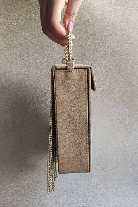 Plode_Gold Embellished Tassel Disco Bag_Online_at_Aza_Fashions