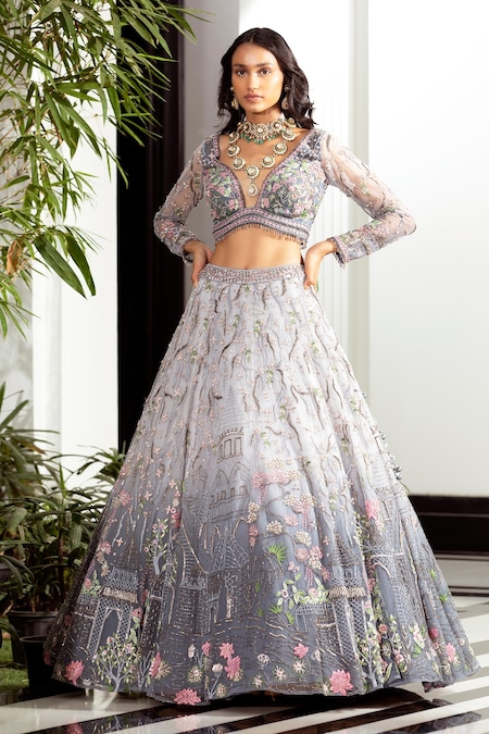 Ready to ship | Grey Reception Designer Blouse Designer Lehenga Choli, Grey  Reception Designer Blouse Designer Lehengas and Grey Reception Designer  Blouse Ghagra Chaniya Cholis online shopping