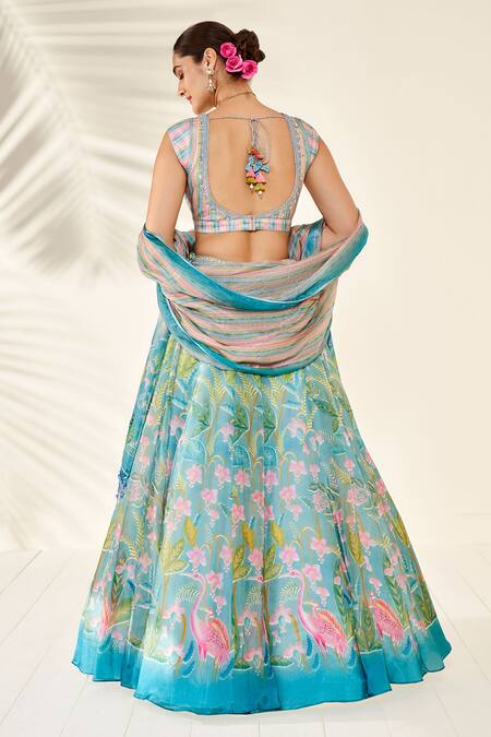 Anita Dongre Blue Flamingo Paradise Printed Lehenga Set 2