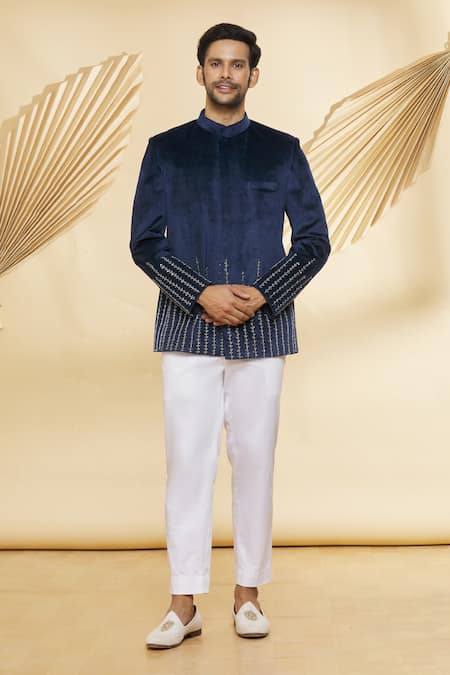 Indian Maharaja Suit Blue Jodhpuri Bandgala Suit Wedding Suit Sainly– SAINLY
