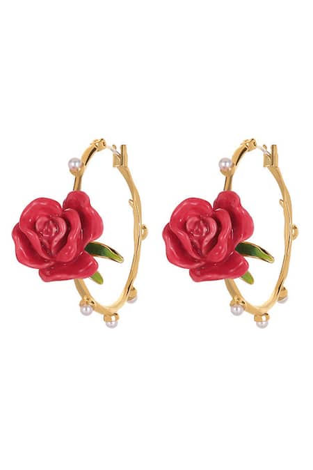 Florentine Finish 18K Rose Gold Heart Hoop Earrings | Ylang 23