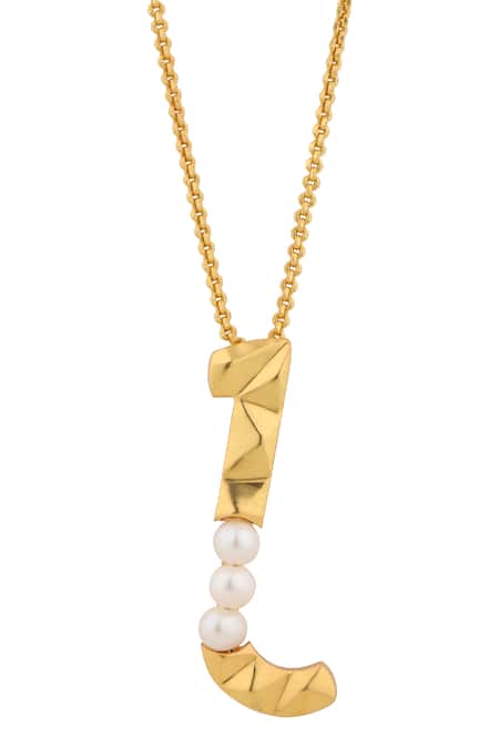 Initial pendant L Letter Charms Diamond Necklace 14K Gold-G,I1 (G-H/I1-I2)  – Glitz Design