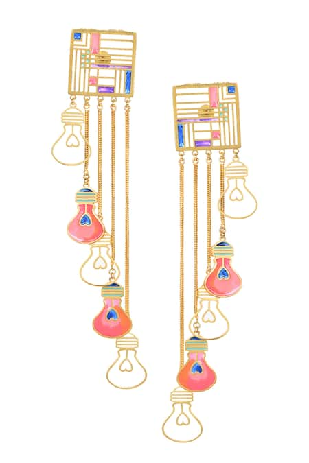 Aditi Bhatt Purple Enamelled Bulb Dangler Earrings