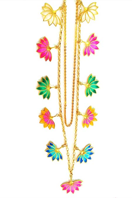 Aditi Bhatt Multi Color Lotus Charm Layered Necklace