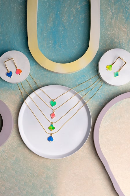 Aditi Bhatt Multi Color Game Of Cards Necklace Set