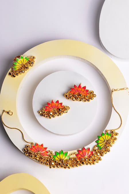 Aditi Bhatt Lotus Ghunghroo Choker Set 