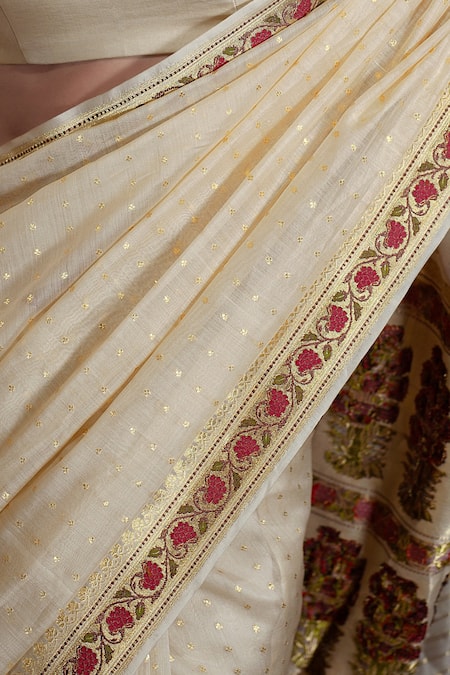 Shop_Shimai Jayachandra_Cream Mughal Garden Embroidered Saree _Online_at_Aza_Fashions