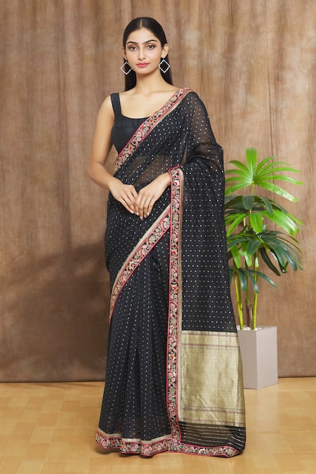 Night Blue Bridal Saree In Pure imported Satin Fabric With Zardozi Han –  Vidhaata's Selection