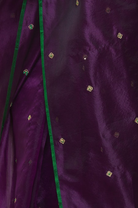 Shop_Shimai Jayachandra_Purple Silk Organza Floral Unseen Embroidered Saree _Online_at_Aza_Fashions