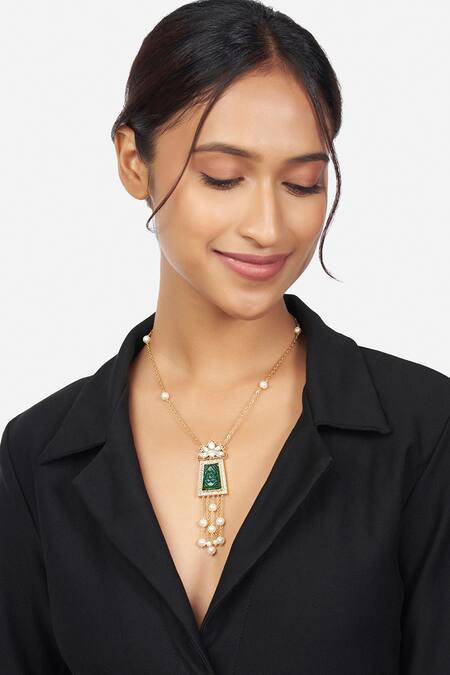 Joules by Radhika Gold Plated Kundan Tassel Pendant Necklace