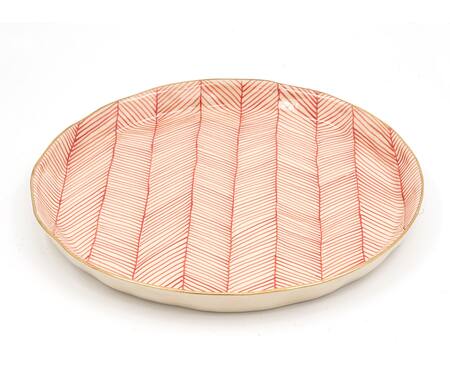 Shop_Nysa Home Accents_Ivory Ceramic Hand Painted Striped Dinner Plate Set Of 4_at_Aza_Fashions