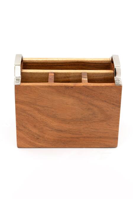 Shop_Nysa Home Accents_Brown Wood Spoon Holder_at_Aza_Fashions