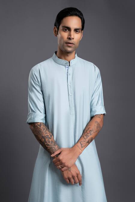 Buy Raghavendra Rathore Jodhpur Blue Silk Stitchline Line Embroidered Waistcoat Kurta Set Online at Aza Fashions Buy_Raghavendra Rathore Jodhpur_Blue Silk Stitchline Line Embroidered Waistcoat Kurta Set _Online_at_Aza_Fashions