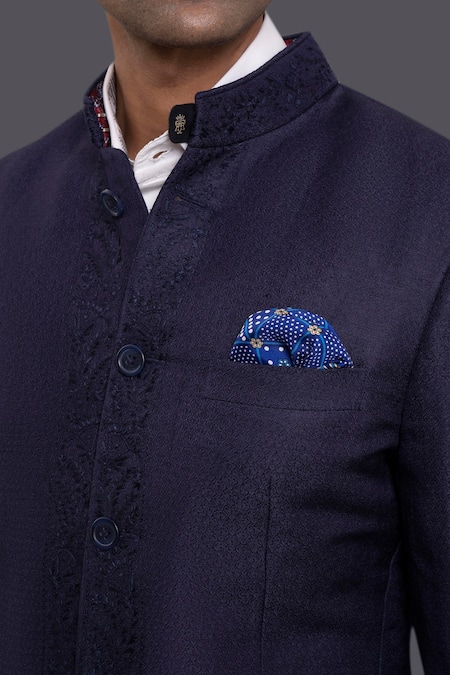 Buy_Raghavendra Rathore Jodhpur_Purple Linen Silk Bandhgala _Online_at_Aza_Fashions