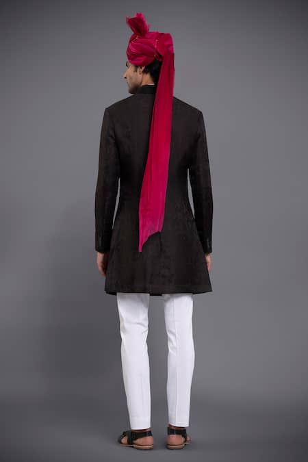 Raghavendra Rathore Jodhpur Linen Silk Embroidered Achkan 