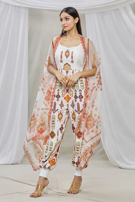 Ankur J Cut-Out Jumpsuit With Asymmetric Cape 