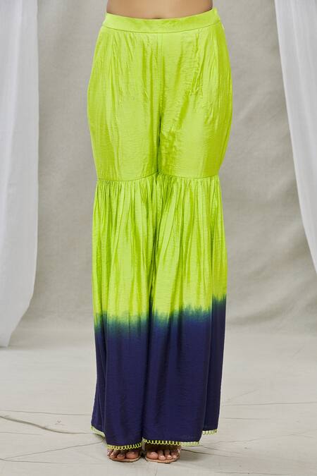 Shop Ankur J Green Cotton Silk Bead Work, Sequins Boat Neck Embroidered Cape And Gharara Set Online at Aza Fashions Shop_Ankur J_Green Cotton Silk Bead Work, Sequins Boat Neck Embroidered Cape And Gharara Set _Online_at_Aza_Fashions